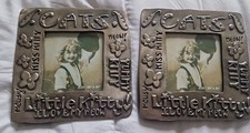 Pair Vintage 1997 Ashley Manor Square Pewter Heavy Photo Frame Cat Lover Frames 