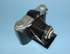 Early 1950s Ensign Selfix 12/20 folding camera with Rosstar f/4.5 lens.