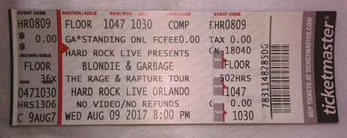 Blondie garbage ticket stub - garbage,
