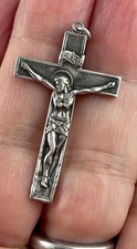Antique HM 1919  Chester assay office sterling silver crucifix pendant