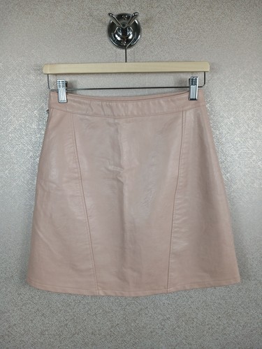 Pink faux leather mini skirt - leather,