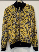 Versace Men's Windbreaker Reversible Jacket Blue Yellow Baroque Authentic S 46