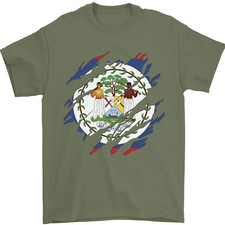 Torn Belize Flag Belizean Day Football Mens T-Shirt 100% Cotton