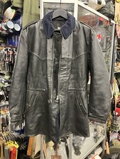 Swedish Army Vintage Leather Coat Jacket Used Grade 2 Size 2 Genuine Surplus