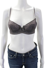 Princesse Tam Tam Womens Lace Cup Bow Accent Underwire Bra Gray Size 34B