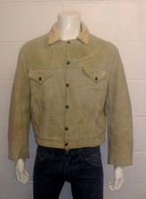 Rare Vintage 60's Levi's - Big E Short Horn Suede Sherpa Trucker Leather Jacket