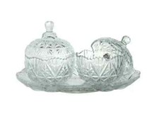 3PC Glass Sweet Sugar Bowl