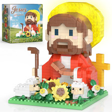 Creative Desk Decoration Jesus Figures Building Blocks Kids Toys Sunflower Sheep