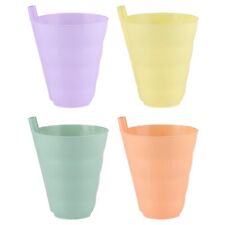 Children Plastic Cup Tumbler with Built in Straw Sip Cup 4PC Reusable Party