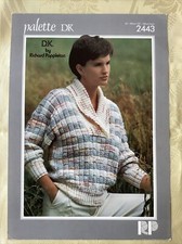 Richard Poppleton knitting pattern 2443. DK sweater, shawl collar NEW, old stock