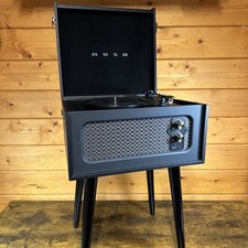 Bush Wooden Turntable with Legs – Black 3-Speed Bluetooth Vinyl Record Player