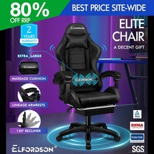 ELFORDSON Gaming Chair Massage Recliner Swivel Padded Footrest Computer Office