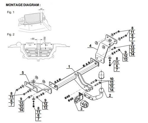 Swan neck tow bar for - neck,