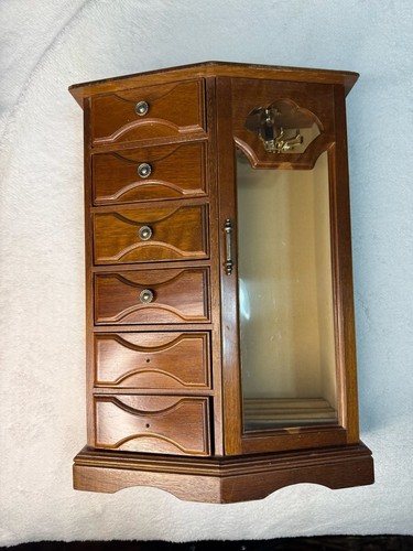 Vintage wooden jewelry armoire - vintage,