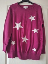 Linea Tesini Jumper Size 14 Pink With White Stars Long Sleeved Casual Winter