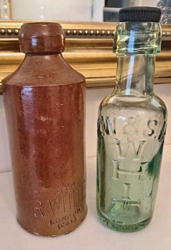 Two vintage white bottles - two,