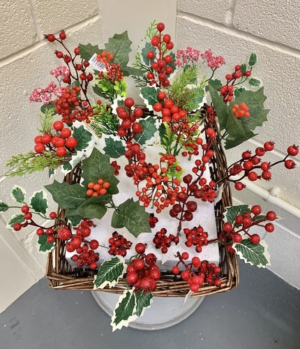 20x red berry stems - 20x,