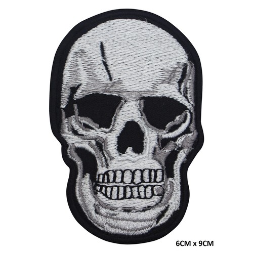 Skull bikers iron sew patch - skull, on