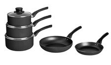 Argos Home 5 Piece Aluminium Pan Set - Black