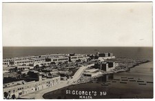 St. George's, Malta RPPC 1920s - Aerial BEV View Real Photo Postcard