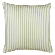 Nautical Cotton Ticking Stripe Cushion. Sage Green Stripes. 17x17" Square Cover