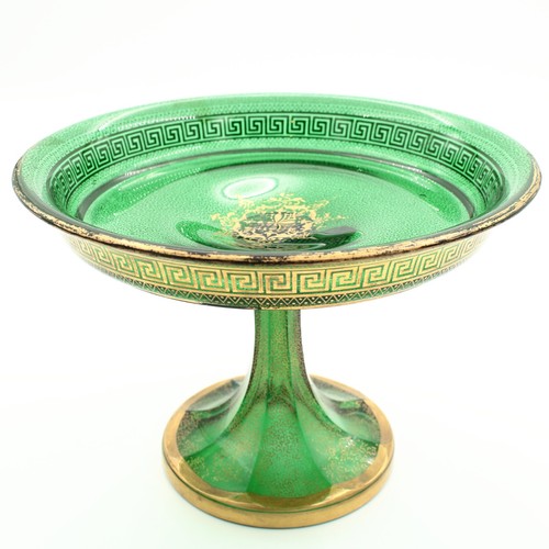 Victorian green glass compote - green,