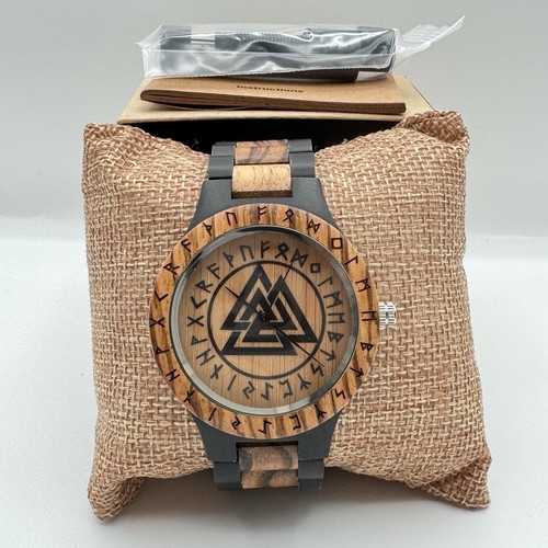 Viking valknut wooden watch - valknut,