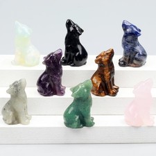 Crystal Howling Wolf Figurines – Hand-Carved Natural Stone Animal Wolves Figures