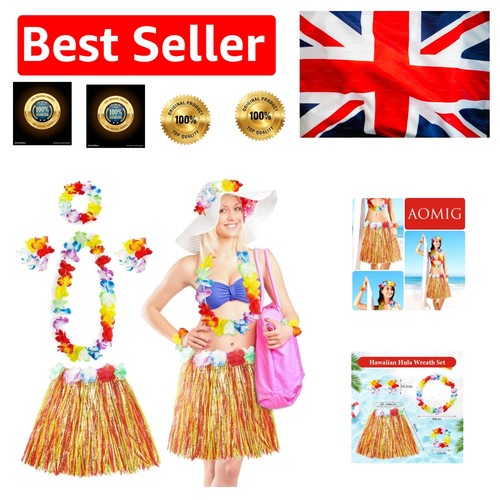 Vibrant hawaiian leis set - hawaiian, set: