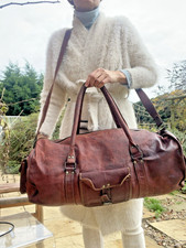 Diesel Tan Cognac Leather Crossbody Holdall Weekend Travel Luggage Duffle XXL