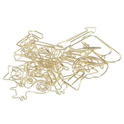 Gold 100pcs shaped paper clips - gold,