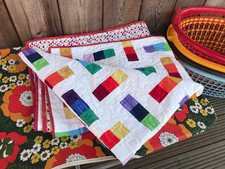 EYECATCHING MULTICOLOURED REVERSIBLE BLANKET 180CM X 120CM APPROX