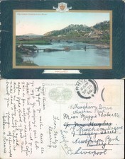 Penmaen Castle from River Pwllheli Wales Valentine's Series 1905 postmark Bridge