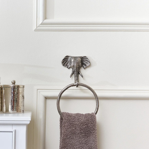 Metallic silver elephant head