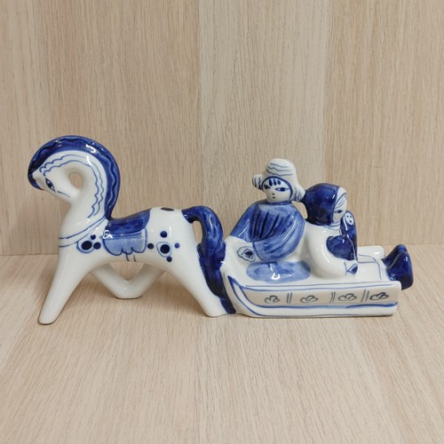 Vintage gzhel horse sleigh - vintage,