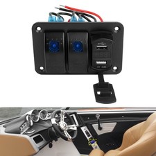 2 Gang LED Light Blue Rocker