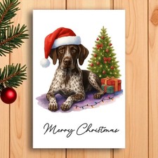 German Shorthaired Pointer Christmas Card from the dog. Dog Lovers Card