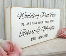 Wedding Personalised Post Box Sign Vintage Shabby & Chic White