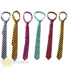 THICK SATIN STRIPED NECK TIE SCHOOLBOY FANCY DRESS ST TRINIANS PARTY ACCESSORY