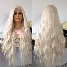 Heat resistant Synthetic hair Lace front wigs Platinum Blonde hair Long Wavy