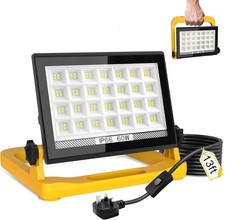 60W LED Work Light W/Stand Floodlight Plug-in Workshop Garage Security Lamp IP66