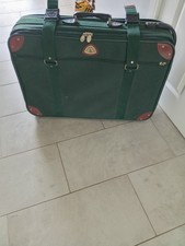 Rare Globe-trotter 2 Wheel Large Check-in Suitcase Buckingham Green, Straps