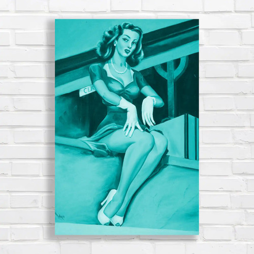 Vintage glamour pin teal - vintage,