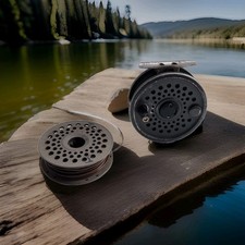 LEEDA DRAGONFLY CONCEPT DISC 375 FLY REEL 3 1/2" WIDE & X4 LINES  X3 SPARE SPOOL