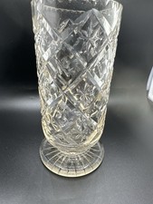Vintage Lead crystal Vase with natural yellowing 17cm Tall Slight scratches
