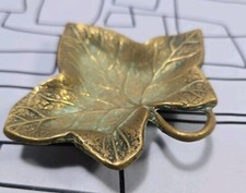 VINTAGE SMALL BRASS LEAF SHAPED  pin or trinket dish  