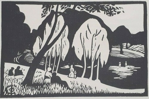 Lakeside landscape art deco - a,