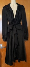 Boohoo Black Satin Midi Wrap