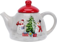 DOITOOL Christmas Tree Teapot - Ceramic Teapot with Christmas Tree and Snowman 