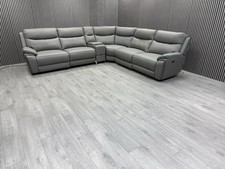 DFS CORNER SOFA ELECTRIC RECLINER USB LIGHTS CUP HOLDER LEATHER STORAGE